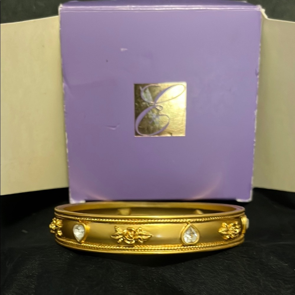 Gold Bangle Bracelet with Crystal Accents